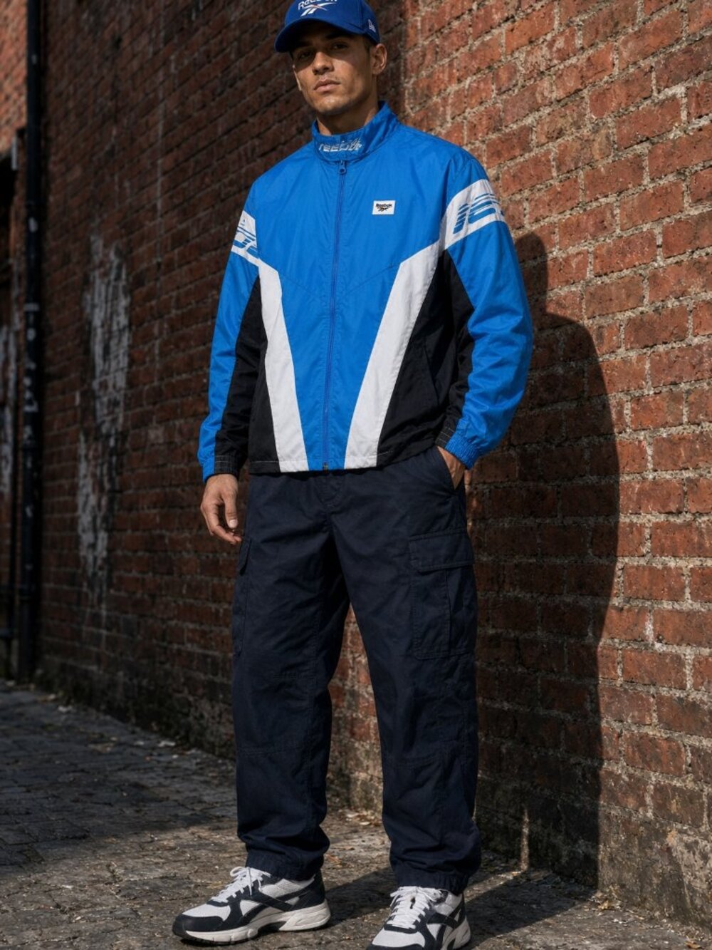 Reebok Classic Men Blue Track Windbreaker Soft Alley Brick Soft Soft Softly US S